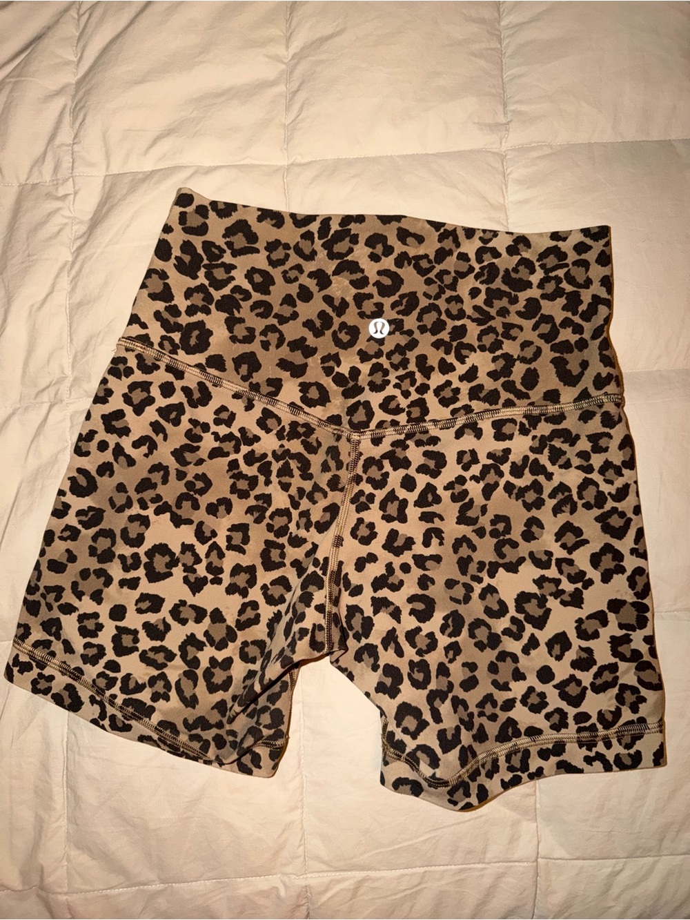 lululemon athletica Leopard Print High-Rise Bike Shorts - Tan & Black